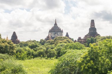 Bagan, Myanmar 'daki ünlü tapınağın manzarası