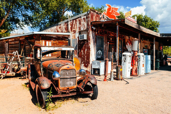 HACKBERRY, ARIZONA. 28th August, 2017: famous hackberry general store at the edge of the route 66 road