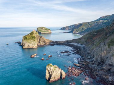 İspanya 'nın Bask ülkesindeki Gaztelugatxe Adası manzarası