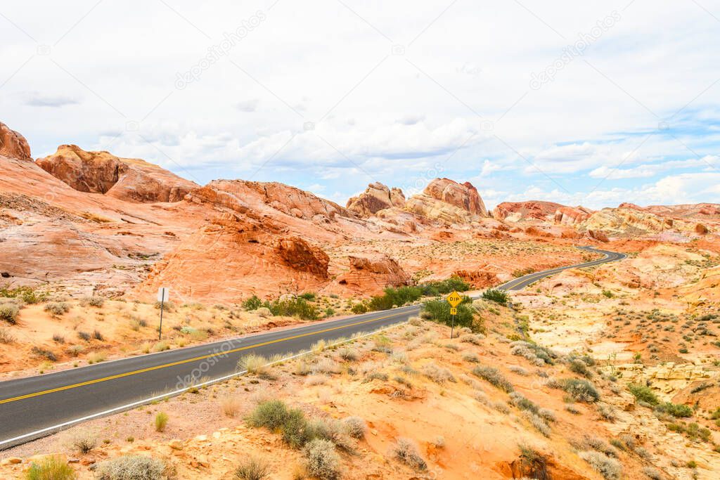 amazing desert road at valley of fire, nevada