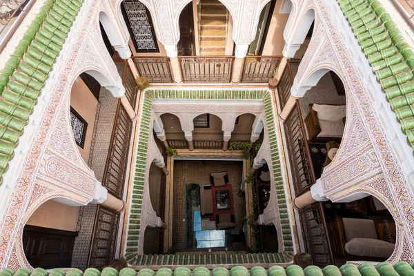 Marrakech Morocco Listopadu 2017 Tradiční Výhled Dvůr Interiéru — Stock fotografie