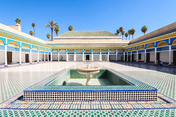colorful patio of marrakech bahia palace, morocco