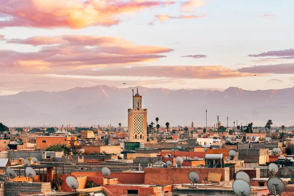 Marrakech Medina Views Atlas Mountain Background — Stock Photo, Image