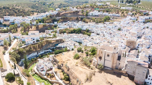 Vista Aérea Cidade Setenil Las Bodegas Espanha — Fotografia de Stock