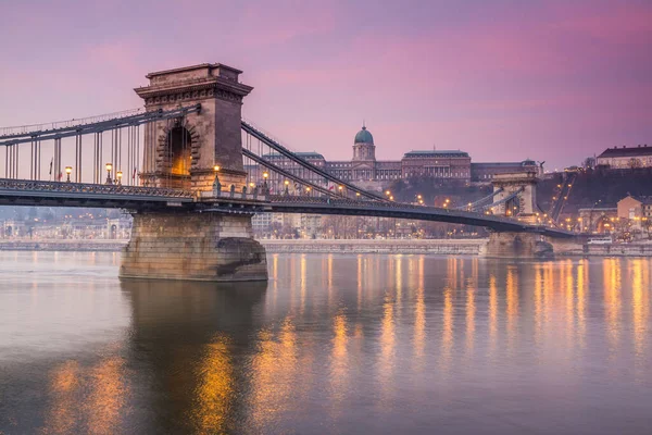 Blick Auf Kettenbrücke Symbol Von Budapest Ungarn — Stockfoto