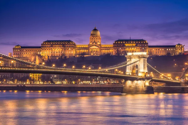 Blick Auf Kettenbrücke Symbol Von Budapest Ungarn — Stockfoto