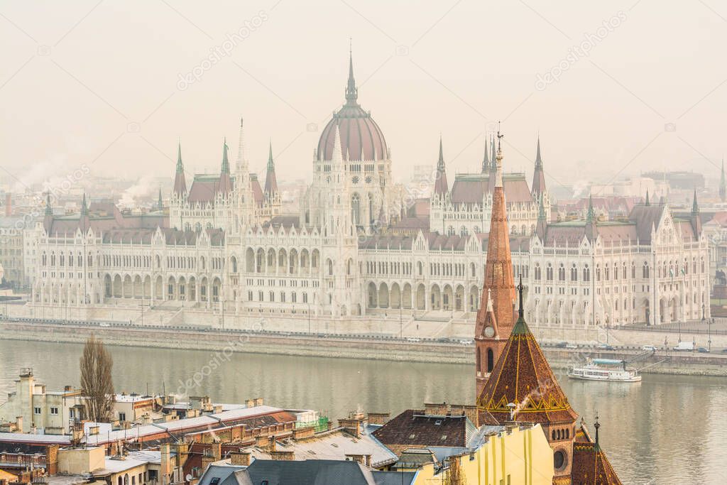 views ofthe famous parliament building in budapest, hungary