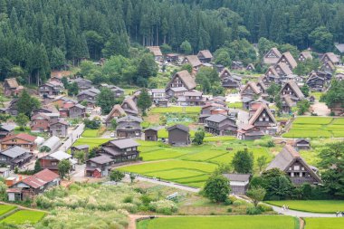 Shirakawago, Japonya 'daki geleneksel Japon köyü.
