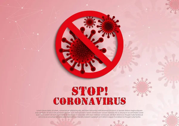 Kırmızı Yasak İşareti ile Coronavirus Simgesi, 2019-nCoV Roman Coronavirus Bakterisi. Enfeksiyon yok ve Coronavirus Kavramını Durdur. Çin 'de tehlikeli Coronavirus hücresi, Wuhan..
