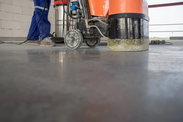 Piso Epóxi Armazém Fábrica Japão Canteiro Obras Polimento Concreto Pedra — Fotografia de Stock