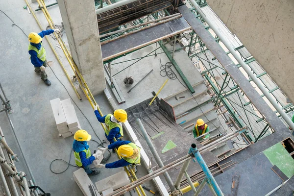 Top Vista Trabalhador Construção Civil Canteiro Obras — Fotografia de Stock