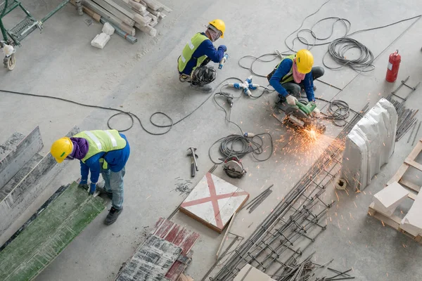 Top Vista Trabalhador Construção Civil Canteiro Obras — Fotografia de Stock