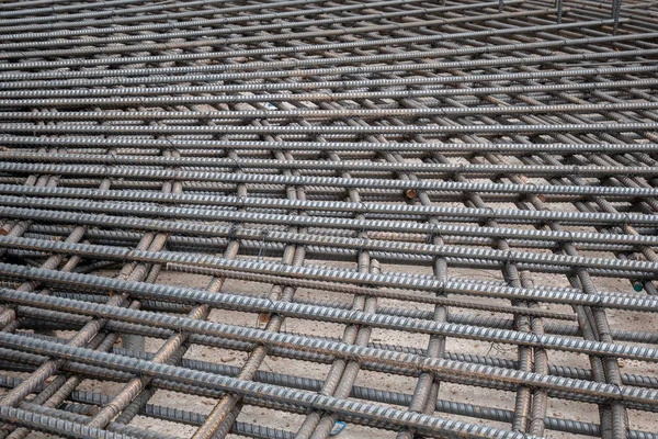 Trabajos Cimentación Barras Acero Reforzado —  Fotos de Stock