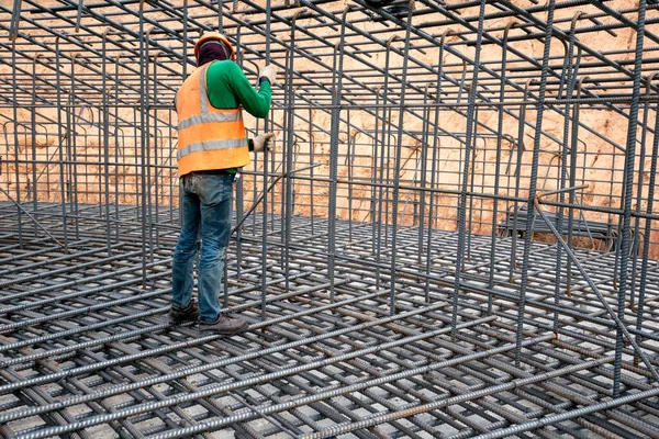 Reinforced Steel Bar Foundation Work — Stock Photo, Image