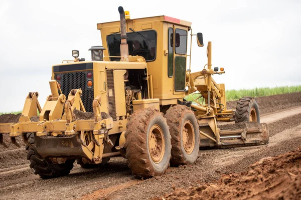 Motore Grader Edilizia Civile Miglioramento Lavori Stradali Base — Foto Stock