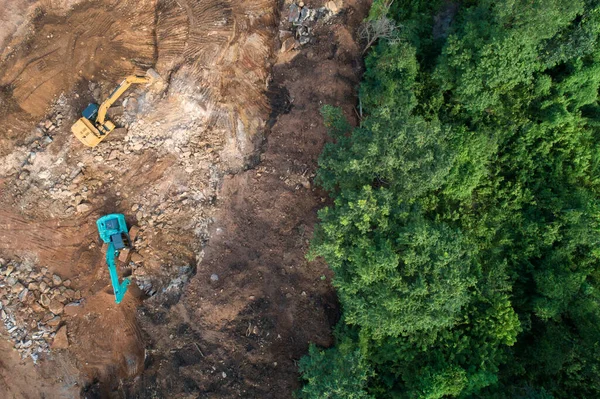 Fotografia Aérea Desmatamento Selva Floresta Tropical Bornéu — Fotografia de Stock