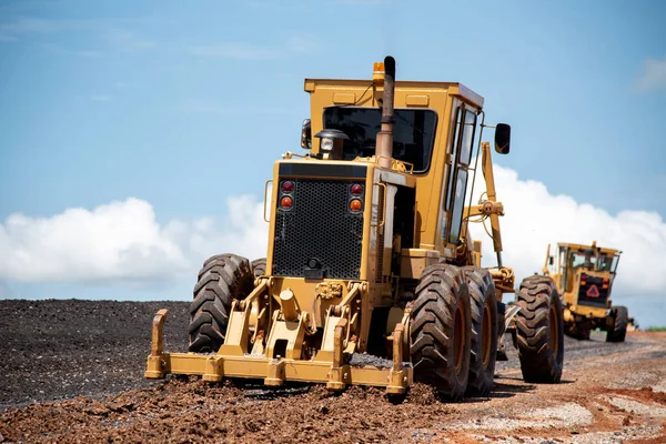 Motore Grader Edilizia Civile Miglioramento Lavori Stradali Base — Foto Stock