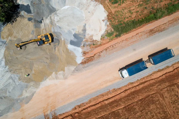 Área Construção Estradas Com Vista Aérea — Fotografia de Stock