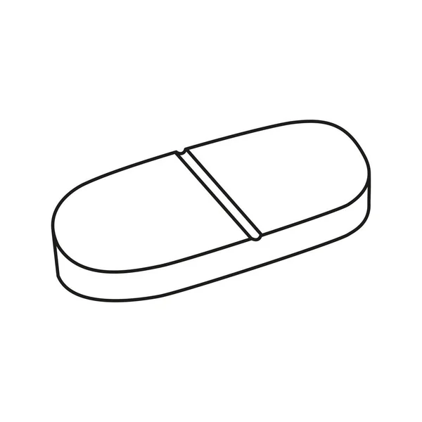 Medicine pilulka obrys černá a bílá ikona vektorové ilustrace — Stockový vektor