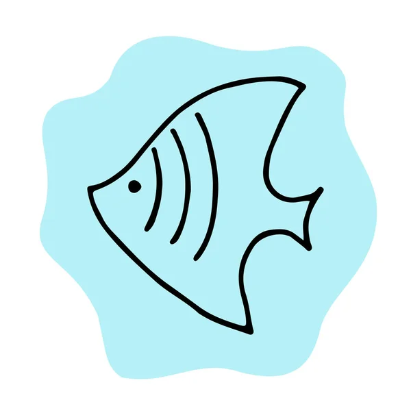 Línea de garabato pescado ilustración vectorial dibujado a mano — Vector de stock