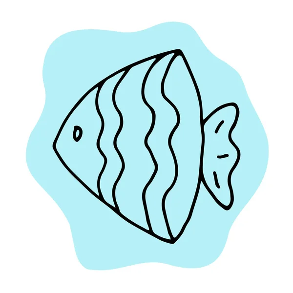 Linha de doodle de peixe ilustração vetorial desenhada à mão —  Vetores de Stock
