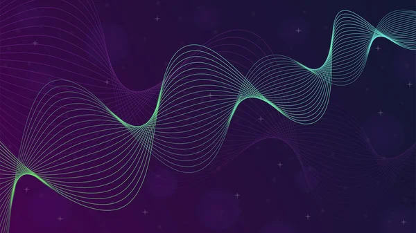 Metnin için uzaya, yıldızlara ve kopyalama alanına parlak bir dalga ile soyut koyu fütüristik uzay arkaplanı