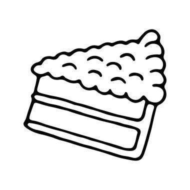 Pasta ana hatları karalama izole edilmiş çizim Tatlı çizgi film ikonu Şeker ve şeker tasarımı