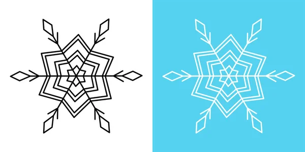 Kar tanelerinin ana hatları izole edilmiş çizgiler İnce çizgi siyah beyaz çizgi Noel nesnesi 