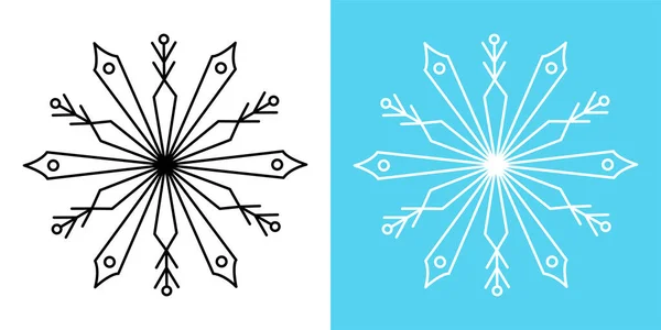 Kar tanelerinin ana hatları izole edilmiş çizgiler İnce çizgi siyah beyaz çizgi Noel nesnesi 