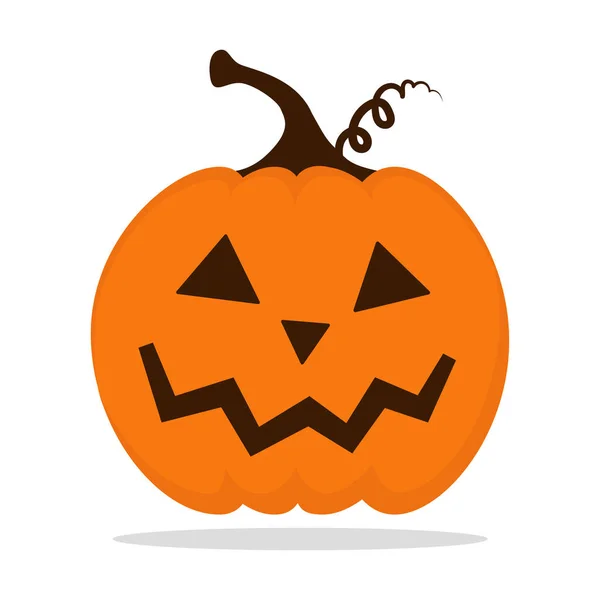 Abóbora de Halloween com desenho animado esculpido ilustração isolada no fundo branco. Bonito ícone sorrindo Jack Lantern — Vetor de Stock