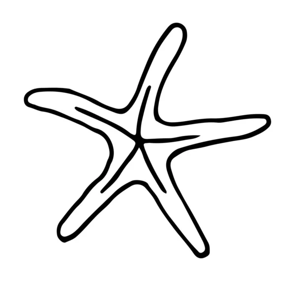Deniz yıldızı çizimi el çizimi düzenlenebilir çizimi. Beyaz arkaplanda şeffaf çizim