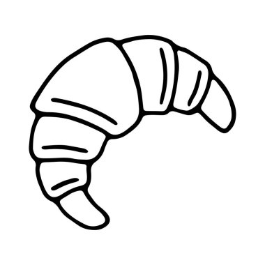 Kruvasan çizimi beyaz arkaplanda izole edilmiş çizim Tatlı çizgi film ikonu Sweets tasarımı