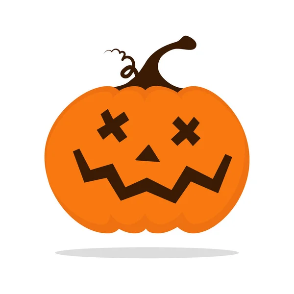 Abóbora de Halloween com desenho animado esculpido ilustração isolada no fundo branco. Bonito ícone sorrindo Jack Lantern — Vetor de Stock