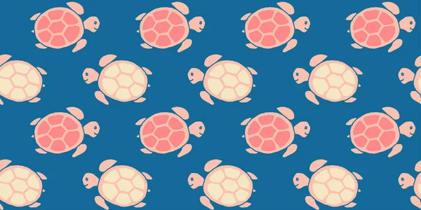 Kaplumbağalar pürüzsüz desen. Karalama el çizimi düzenlenebilir deniz çizimi. Mavi deniz karikatür kaplumbağası sonsuz arkaplan 