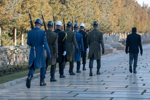 Ankara Turchia Gennaio 2020 Soldati Che Cambiano Guardia Anitkabir — Foto Stock