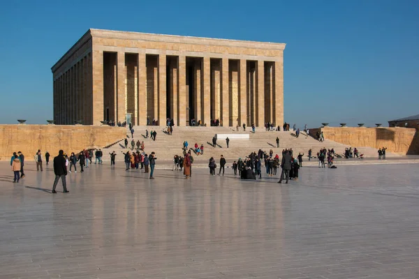 Ankara Turkiet Januari 2020 Människor Besöker Anitkabir Mausoleum Mustafa Kemal — Stockfoto