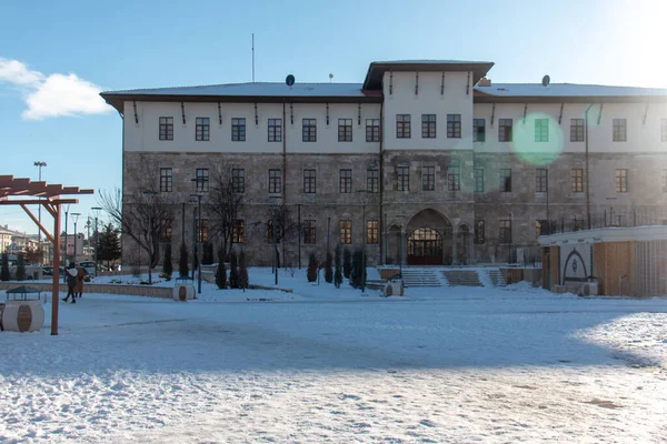 Januari 2020 Sivas Turkiet Sivas Stadshus Snövit Fyrkant Vintern — Stockfoto