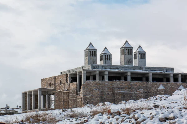 Edificio Arquitectónico Con Nieve Sivas — Foto de Stock