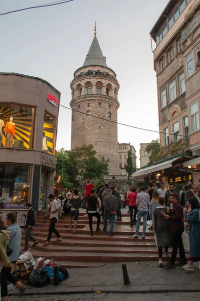 December 2019 Taksim Turkey Galata Tower Its People — Stock Photo, Image