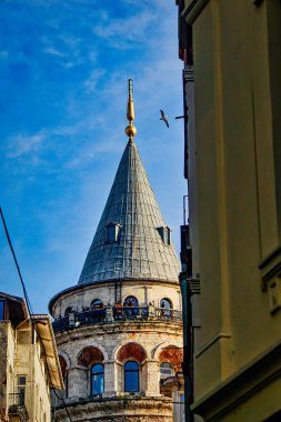 Galata kulesi ve güneşli havada binalar