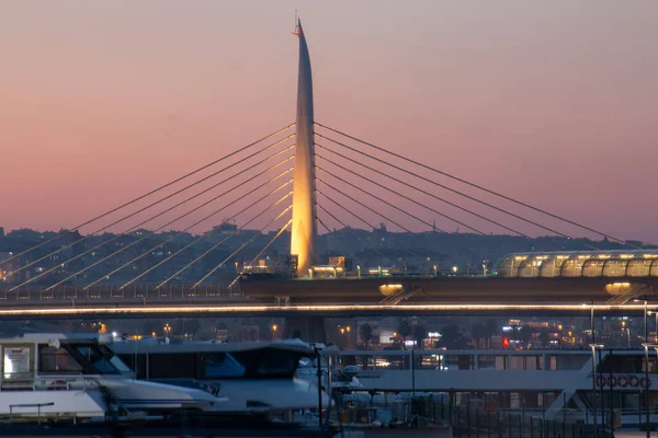 Dezember 2019 Istanbul Türkei Halic Bahn Brücke Und Meer — Stockfoto