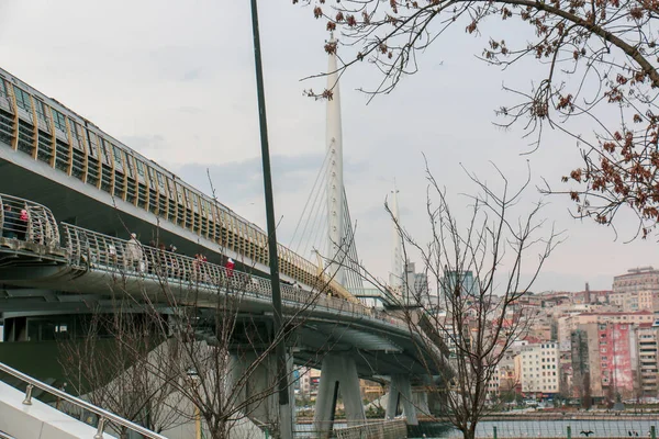 Února 2020 Istanbul Turecko Věž Galata Rybáři Budovy — Stock fotografie