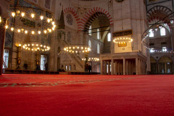 Febbraio 2020 Istanbul Turchia Moschea Suleymaniye Vista Interna Della Mammaria — Foto Stock