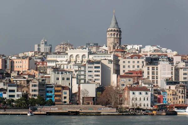 Lutego 2020 Panorama Wieży Fatih Istanbul Galata Struktura Budynki — Zdjęcie stockowe