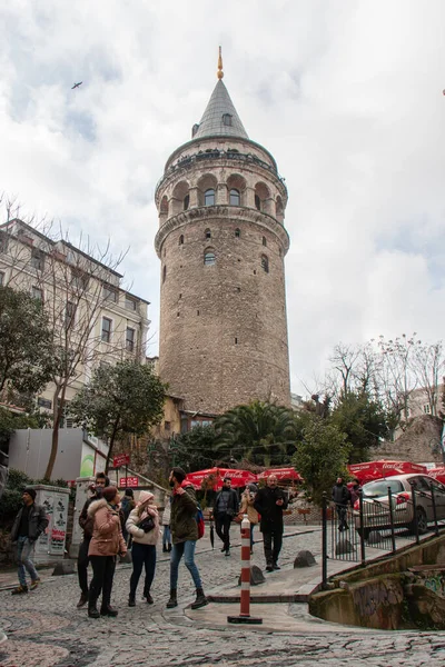 Februari 2020 Beyoglu Istanbul Galatatatatatornet Och Besöka Människor — Stockfoto