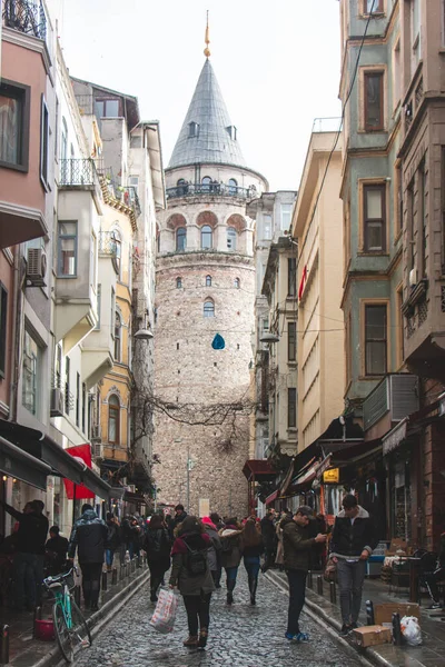 Φεβρουαρίου 2020 Πύργος Beyoglu Κωνσταντινούπολη Galata Κτίρια Και Δρόμοι — Φωτογραφία Αρχείου