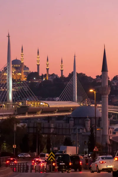 October 2019 Istanbul Kocaeli Halic Metro Bridge Suleymaniye Mosque — Stock Photo, Image