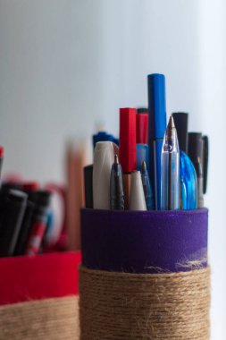 Kalem kutusuna koyulan güzel renkli kalemler.
