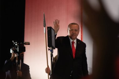 15 Temmuz 2019 İstanbul / Türkiye lideri Recep Tayyip Erdoğan konuşma mitingi
