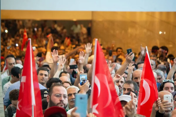 Julho 2019 Istambul Turquia Pessoas Vão Para Comício Julho — Fotografia de Stock